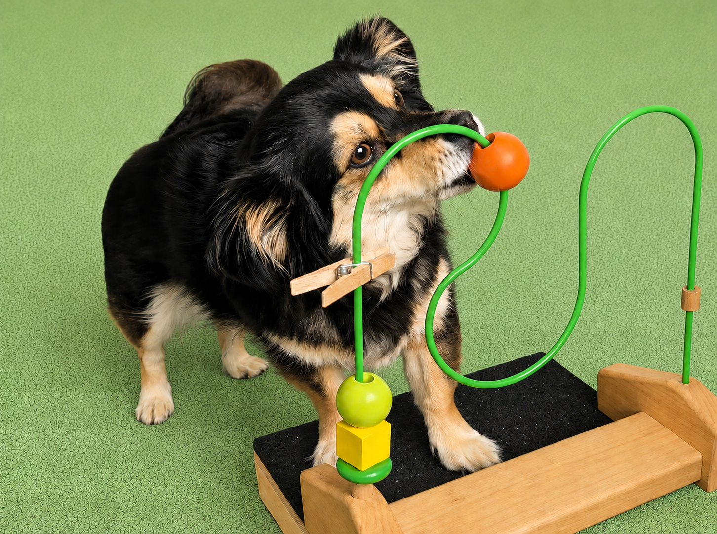 Hund klettert durch eine pinke Tunnel-Element beim Trickdogging